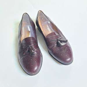 Ferragamo 10 1/2 mens burgundy loafers with tassels vintage
